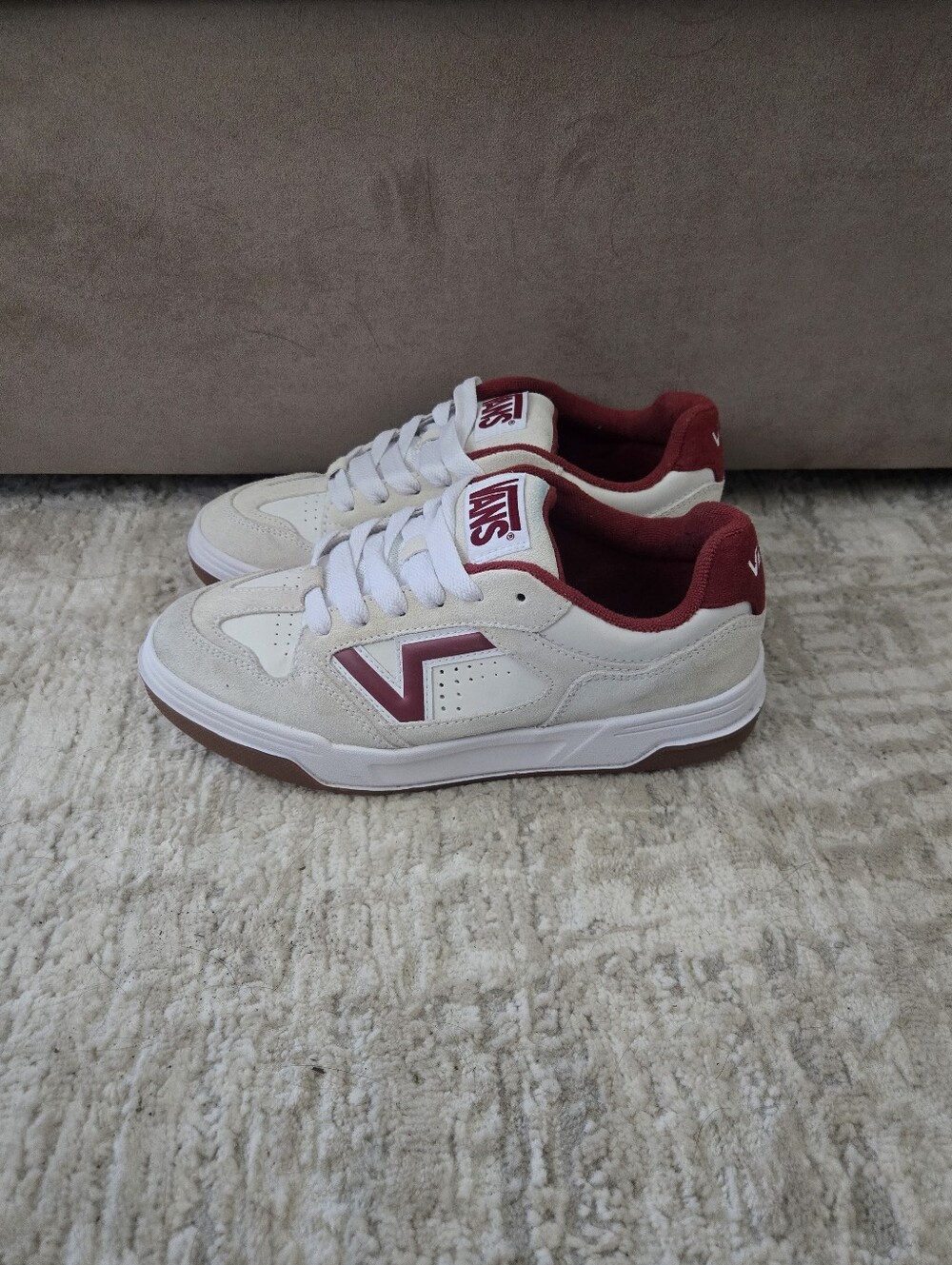 Vans Upland Vintage Sport White Leather Skate Shoes Mens Sz 8 Casual Sneakers. - Picture 2 of 9